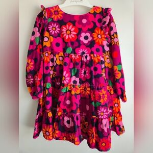Corduroy Pink and Orange Floral Dress
